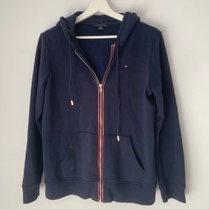 Tommy Hilfiger Navy Zip Up Sweater Hoodie Fashion Vintage